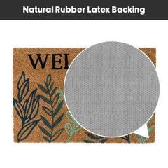 Welcome Leaves Eco-Friendly Latex Backed Coir Entrance Doormat