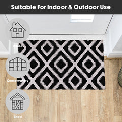 Monochrome Diamond Eco-Friendly Latex Backed Coir Entrance Doormat