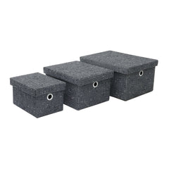 Shadow Set of 3 Rectangular Fabric Storage Boxes with Lids