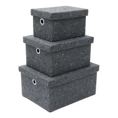 Shadow Set of 3 Rectangular Fabric Storage Boxes with Lids