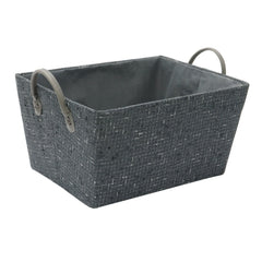 Shadow Rectangular Fabric Storage Basket With PU Handles