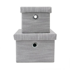 Serena Grey Set of 2 Rectangular Storage Baskets with Lids