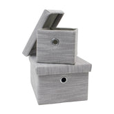 Serena Grey Set of 2 Rectangular Storage Baskets with Lids
