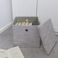 Serena Grey Foldable Cube Organiser Box with Lid