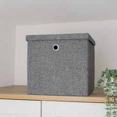 Chroma Foldable Grey Cube Organiser Box with Lid
