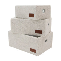Shiro Set of 3 Boucle Fabric Rectangular Storage Baskets