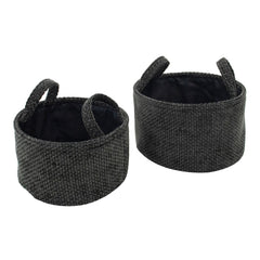 Metro Black Set of 2 Round Storage Baskets with Handles
