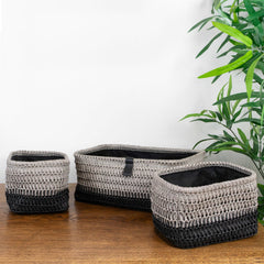 Kenzi Light Grey Set of 3 Rectangular Storage Baskets
