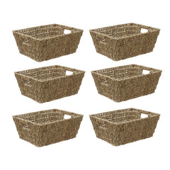 Set of 6 Seagrass Rectangular Storage Basket