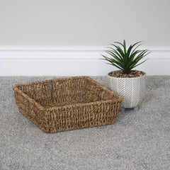 Set of 2 Seagrass Square Storage Tray