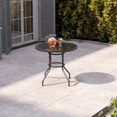 2 Seater Round Garden Bistro Table Black with Parasol Hole