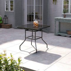 4 Seater Garden Table Black with Parasol Hole