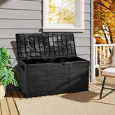 Black Outdoor 290L Plastic Garden Storage Box With Wheels