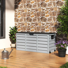 Grey & Black Outdoor 290L Plastic Garden Storage Box With Wheels