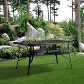 Rectangle Tempered Glass Black Marble Effect Garden Coffee Table