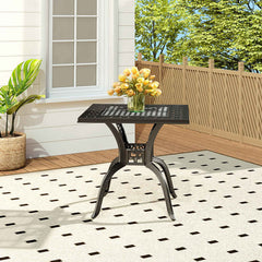 Black Cast Aluminium Square Garden Dining Table with Parasol Hole