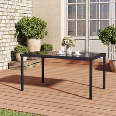 Rectangle Garden Outdoor Rattan Patio Dining Table Black