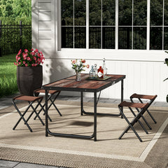 4 Seater Foldable Outdoor Picnic Table With 4 Oxford Stools