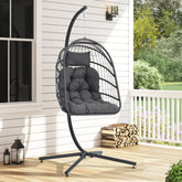 Grey Rattan Hanging Egg Chair with Cushion