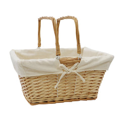 Acacia Honey Rectangular Willow Shopping Basket - Large