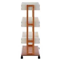 Nostra 4 Tier Bamboo and White Storage Trolley