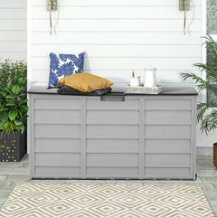 Grey Outdoor 290L Plastic Garden Storage Box With Wheels