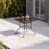 4 Seater Garden Table Black with Parasol Hole