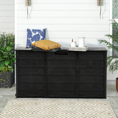 Black Outdoor 290L Plastic Garden Storage Box With Wheels