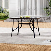 4 Seater Square Tempered Glass Garden Dining Table