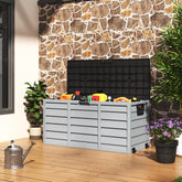 Grey & Black Outdoor 290L Plastic Garden Storage Box With Wheels