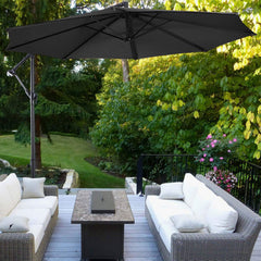 Cantilever Garden Parasol Black with Tilt Fillable Cross Base 3m
