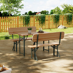 4 Seater Rustic Wooden Outdoor Table and Bench Set