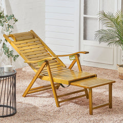 Natural Bamboo Foldable Recliner Lounge Chair