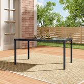 Rectangle Garden Outdoor Rattan Patio Dining Table Black