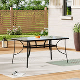 4 Seater Rectangular Tempered Glass Black Garden Table