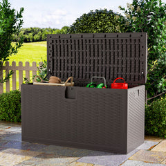 Brown Textured 375L Rattan Garden Box