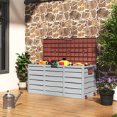 Brown Outdoor 290L Plastic Garden Storage Box With Wheels