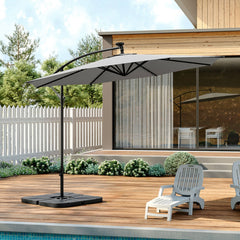 Cantilever Parasol LED Light Grey with Base 3m