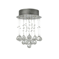 3 Light Chrome Ceiling Flush Light With Acrylic Drops