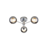 3 Light Chrome Ceiling Light With Smokey Glass Shade