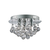 3 Light Chrome Flush Ceiling Light with Clear Acrylic Deco Drops