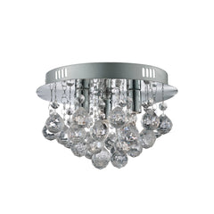 3 Light Chrome Flush Ceiling Light with Clear Acrylic Deco Drops