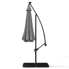 Cantilever Parasol LED Light Grey with Base 3m