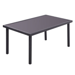 Rectangle Garden Outdoor Rattan Patio Dining Table Black