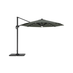LED Round Rotatable Cantilever Parasol Dark Grey With Square Base 3M