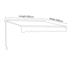 Retractable Grey Manual Patio Awning 3 x 3.5m