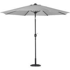 Outdoor Crank and Tilt Parasol Light Grey with Round Base 3m