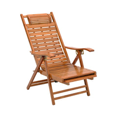 Brown Bamboo Foldable Recliner Lounge Chair