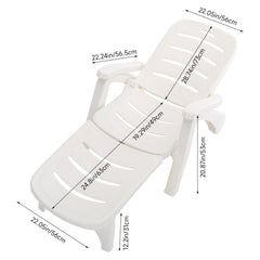 Plastic Foldable White Outdoor Lounger with Wheels