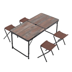 4 Seater Foldable Outdoor Picnic Table With 4 Oxford Stools